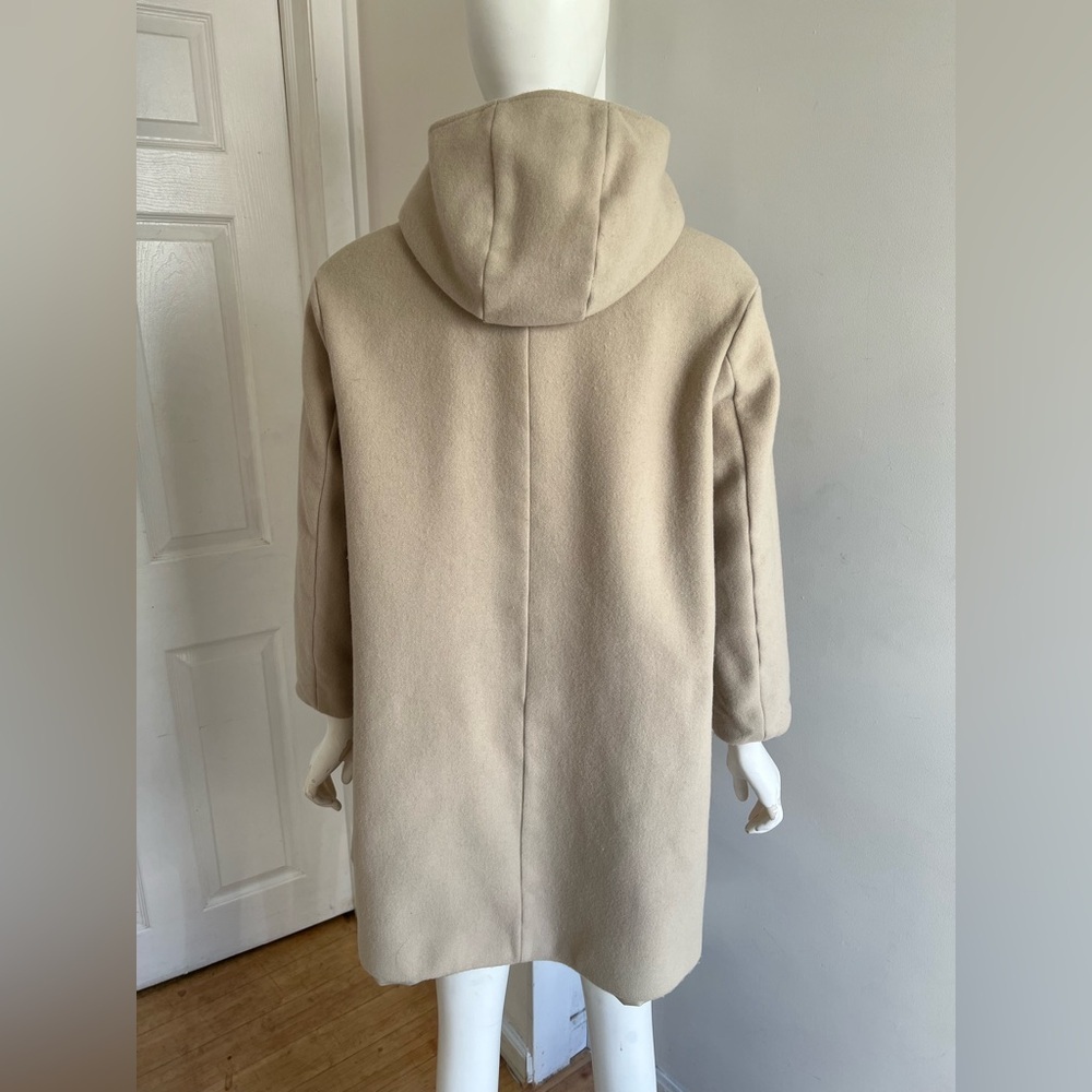 $356 United Arrows Beige Wool Women's Hooded Coat Sz JP38 US6 S Preppy Old money - Picture 8 of 15